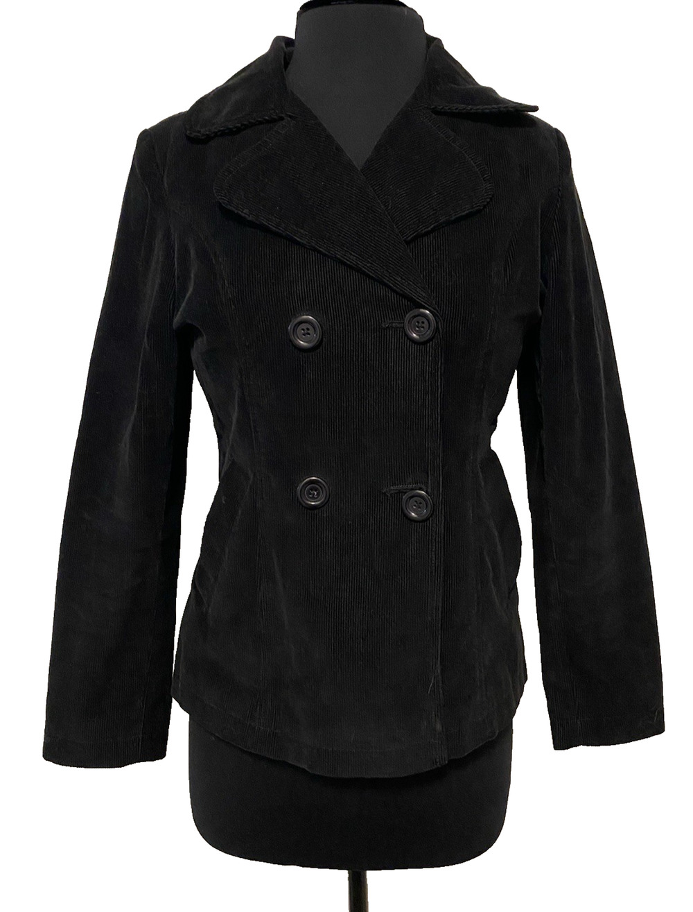 Black Double-Breasted Women's Corduroy Jacket